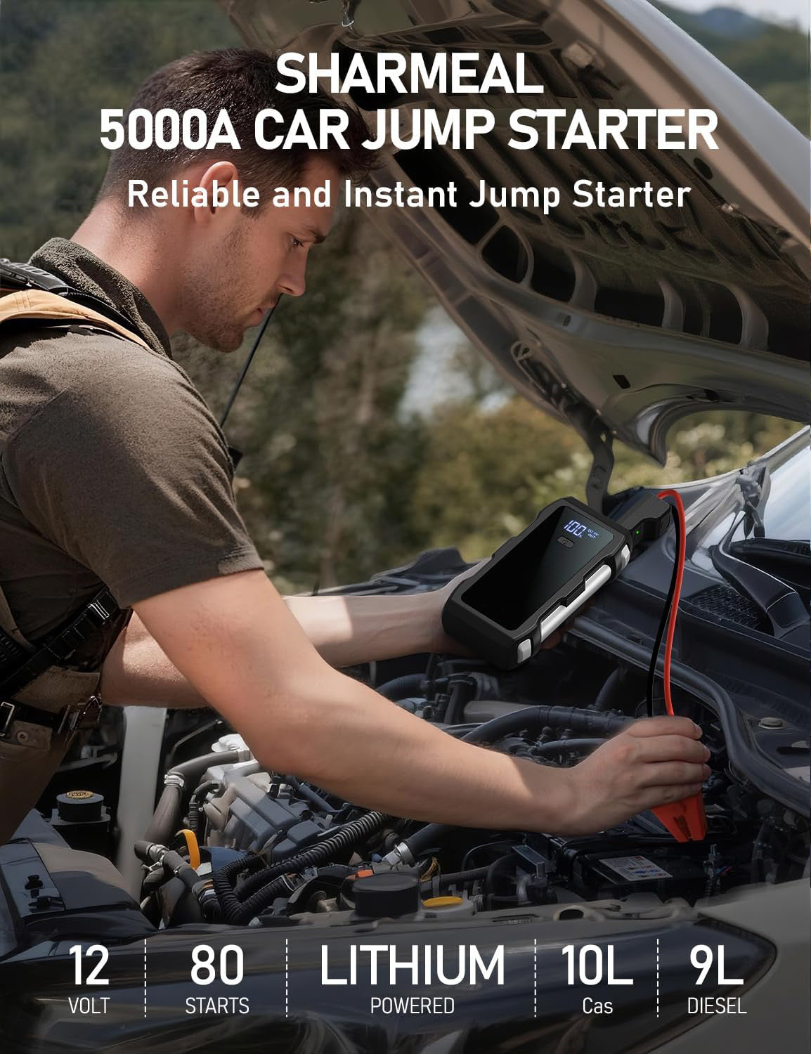 Voltex SurgeX™ Pro 6000A Portable Car Jump Starter (All Gas / 10.0L Diesel) & Power Bank