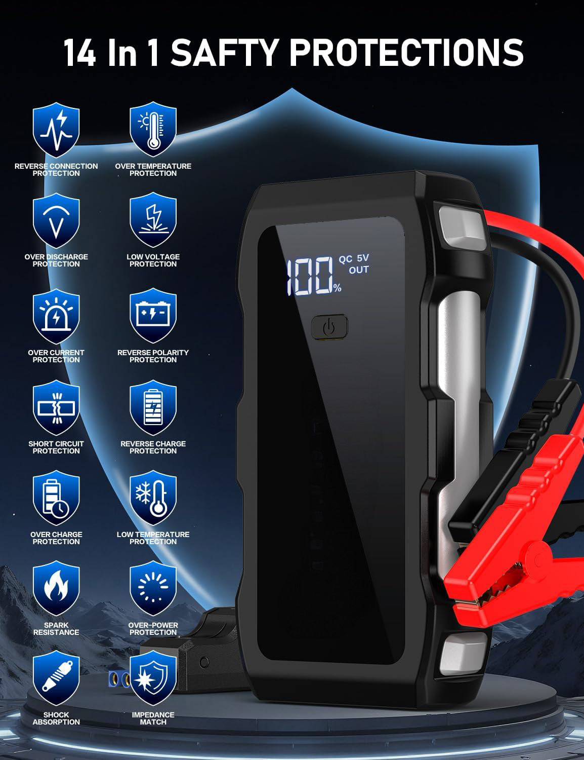 Voltex SurgeX™ Pro 6000A Portable Car Jump Starter (All Gas / 10.0L Diesel) & Power Bank