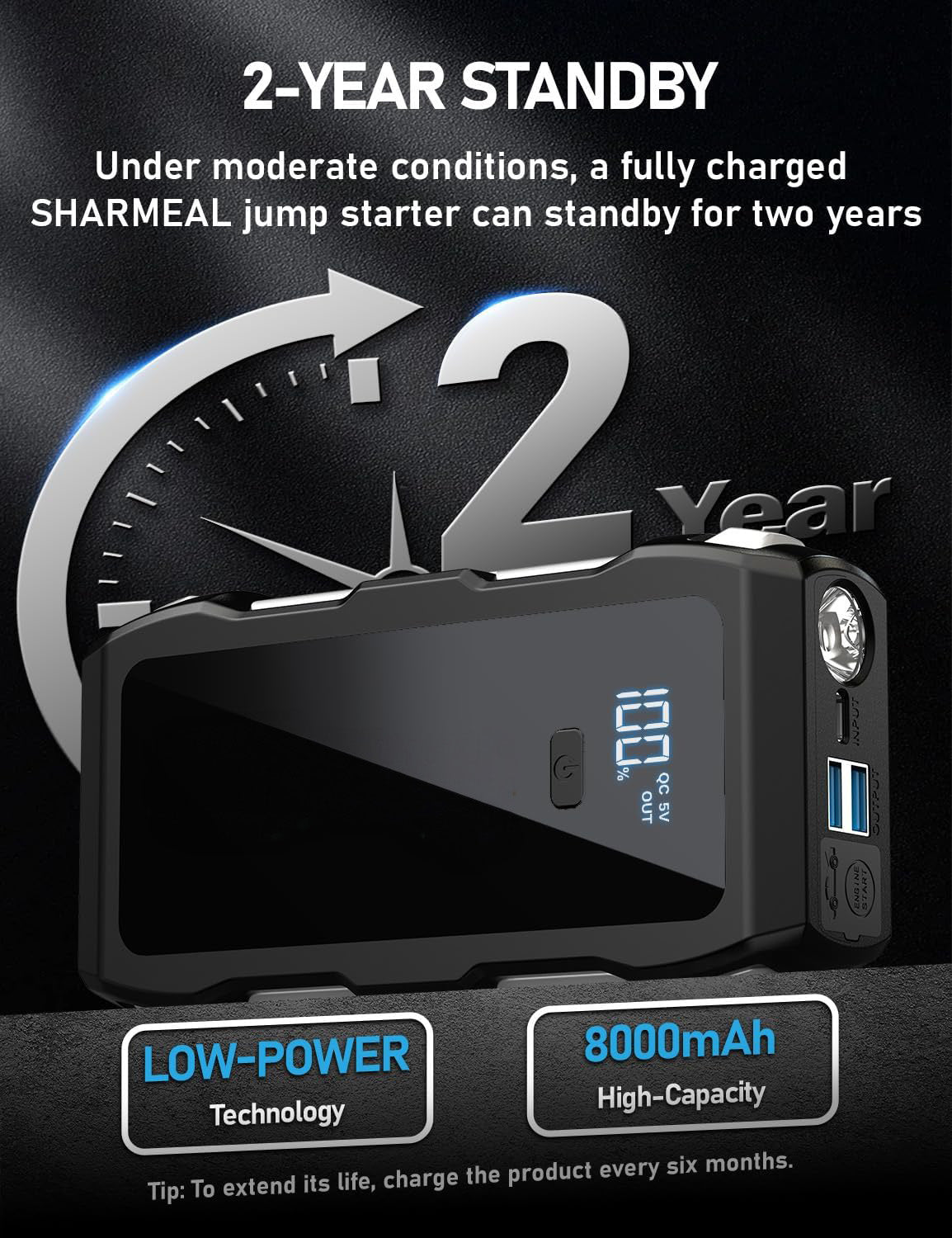 Voltex SurgeX™ Pro 6000A Portable Car Jump Starter (All Gas / 10.0L Diesel) & Power Bank